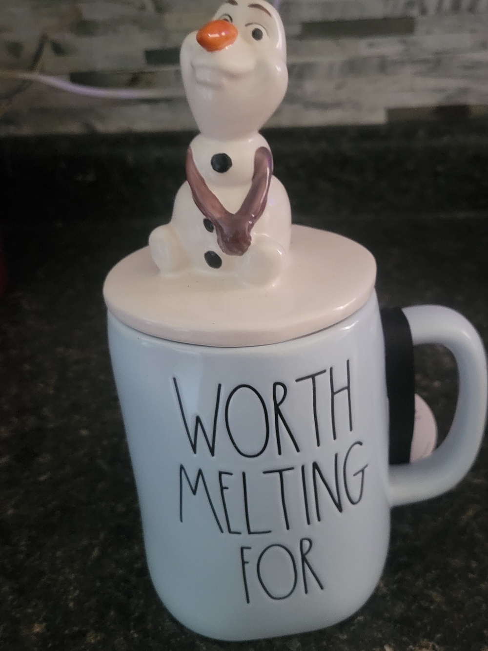 Rae Dunn 'Worth Melting For' Mug with Olaf Topper